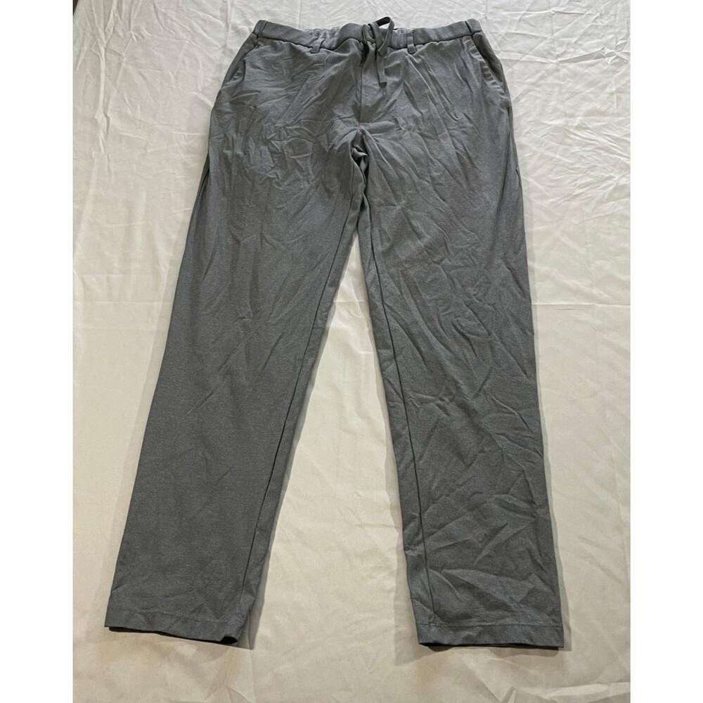 Uniqlo Pants Gray Elastic Waist Drawstring Chino Straight Leg Men's Size Large